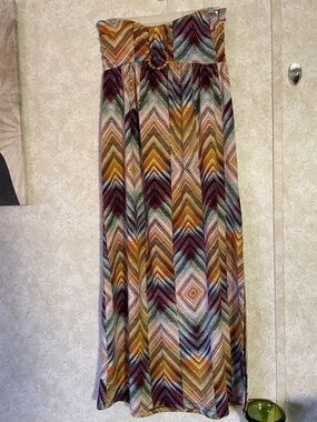 Academic Wear Multicolor Chevron Strapless Maxi Dress